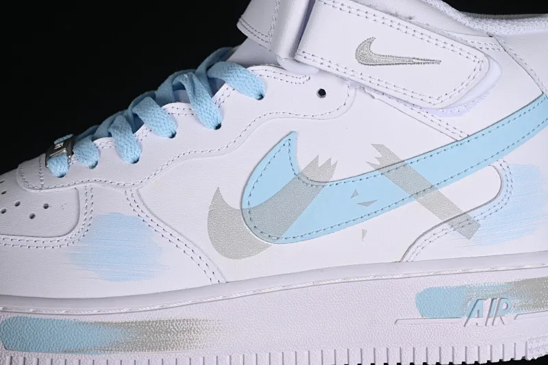 All categories Nk Air Force 1 Air Force series Nk Air Force 1 Mid Air Force mid-top Nk Air Force 1'07 Mid sky blue Hand-painted fracture Three hook shadow Air Force 1 strap mid-top casual sneakers CW2289-111